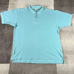 Vintage Nike Men's Blue Cotton Polo Shirt Tee Embroidered Swoosh Size XL